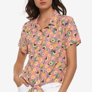 Disney Lilo & StitchWomen's Tie-Front Woven Top -Size 2XL